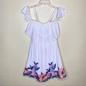Embroidered Floral Off Shoulder Dress White Size XS/S
